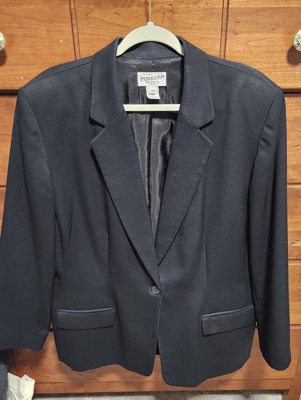 Vintage Pendleton Made ln USA 100% Virgin Wool Women's Blazer Black Size 20W